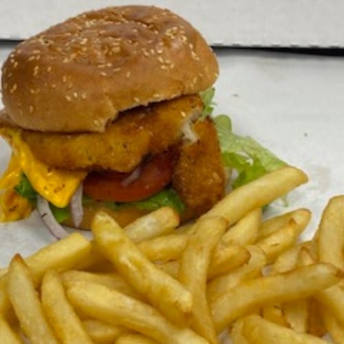 Chicken Sandwich with Fries.